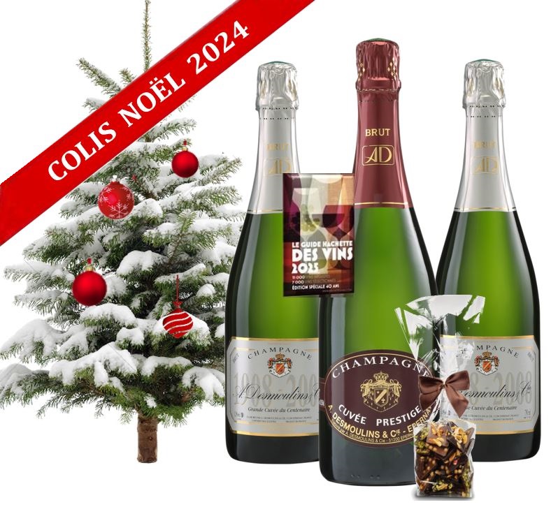 COLIS NOËL 2024 : 4 bouteilles Cuvée Centenaire Brut + 2 bouteilles Cuvée Prestige Brut + Sachet CHOCOLATS CADEAU !